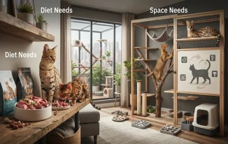 Diet and Space Needs for Hybrid Exotic Pet Cat Breeds